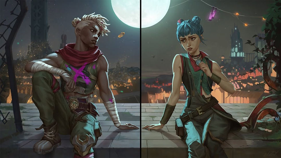 © @wzy.art   																	Fanart de Will, un illustrateur actif sur instagram : cette image illustre Powder, dans la réalité alternative, et Ekko, de retour dans sa réalité -les amoureux pensent à se retrouver