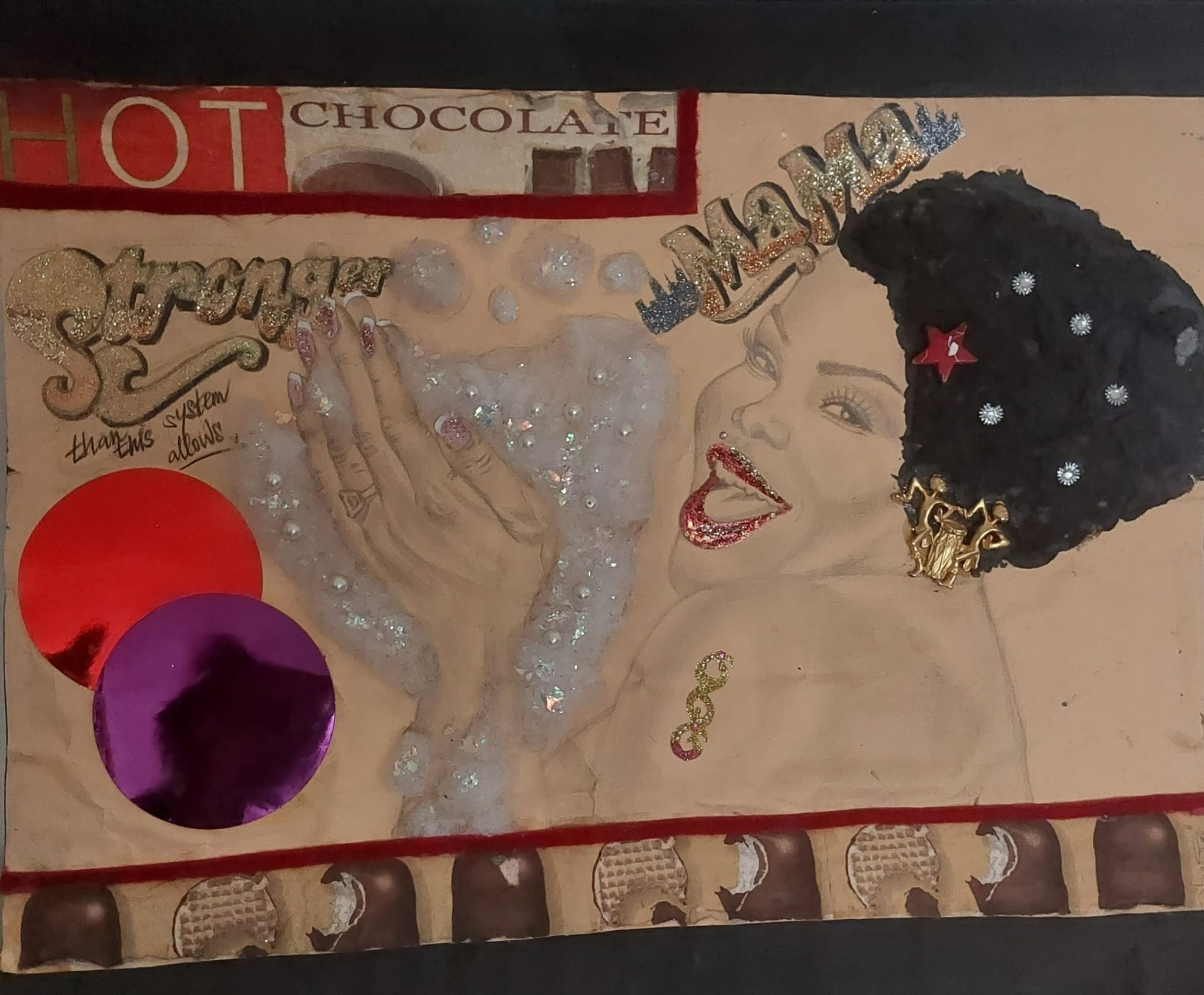 Hot Chocolate Mama Medium: Pen, Mixed Media on Paper