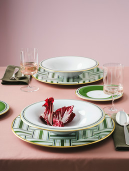 table setting with pink, Fürstenberg FLUEN tableware collection