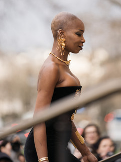 Photographed by Anna Muradas during Paris Men's Fashion Week outside Schiaparelli Fall/Winter 2024/2025