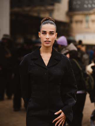 Soccins, photographed by Riccardo Perdisa outside Off-White during Paris Women's Fashion Week 2024