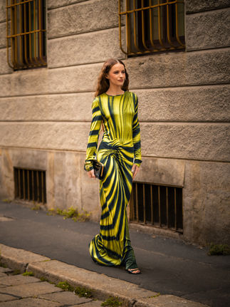 Victoria Ferretti, Alberta Ferretti street style, Milan Fashion Week women's spring summer 2025, photographed by Riccardo Perdisa