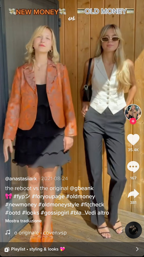 Credit TikTok: anastasiiark New Money vs Old Money