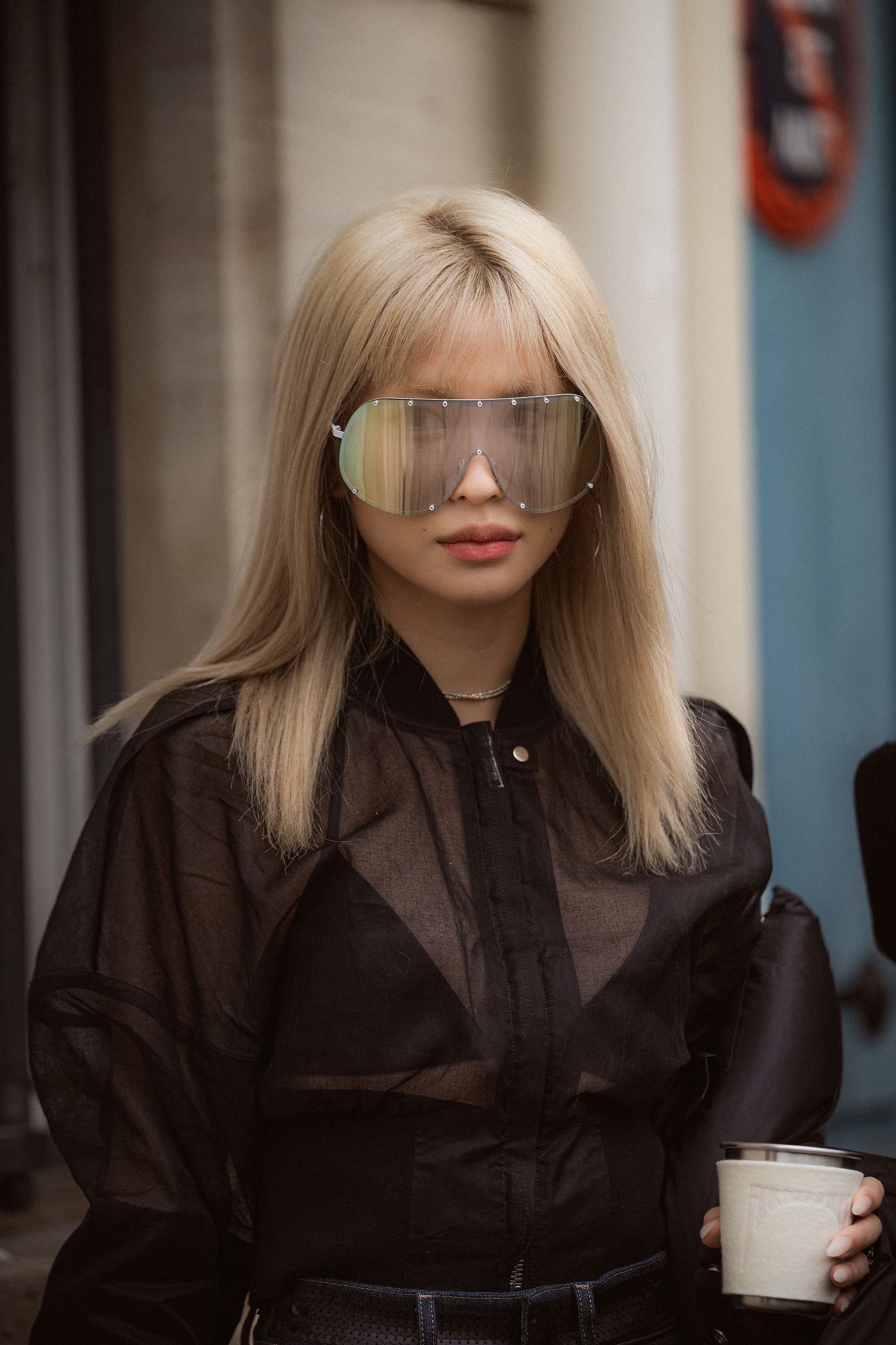 photographed by Riccardo Perdisa outside Rick Owens during Paris Women's Fashion Week 2024
