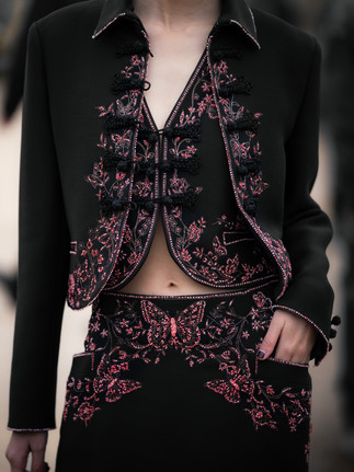 photographed by Riccardo Perdisa outside Dior show during Paris Fashion Week 2024