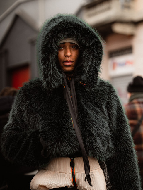 Koffi Wandjiphotographed by Simone Bracco for Men's Fashion Week Milan Spring/Summer 2024