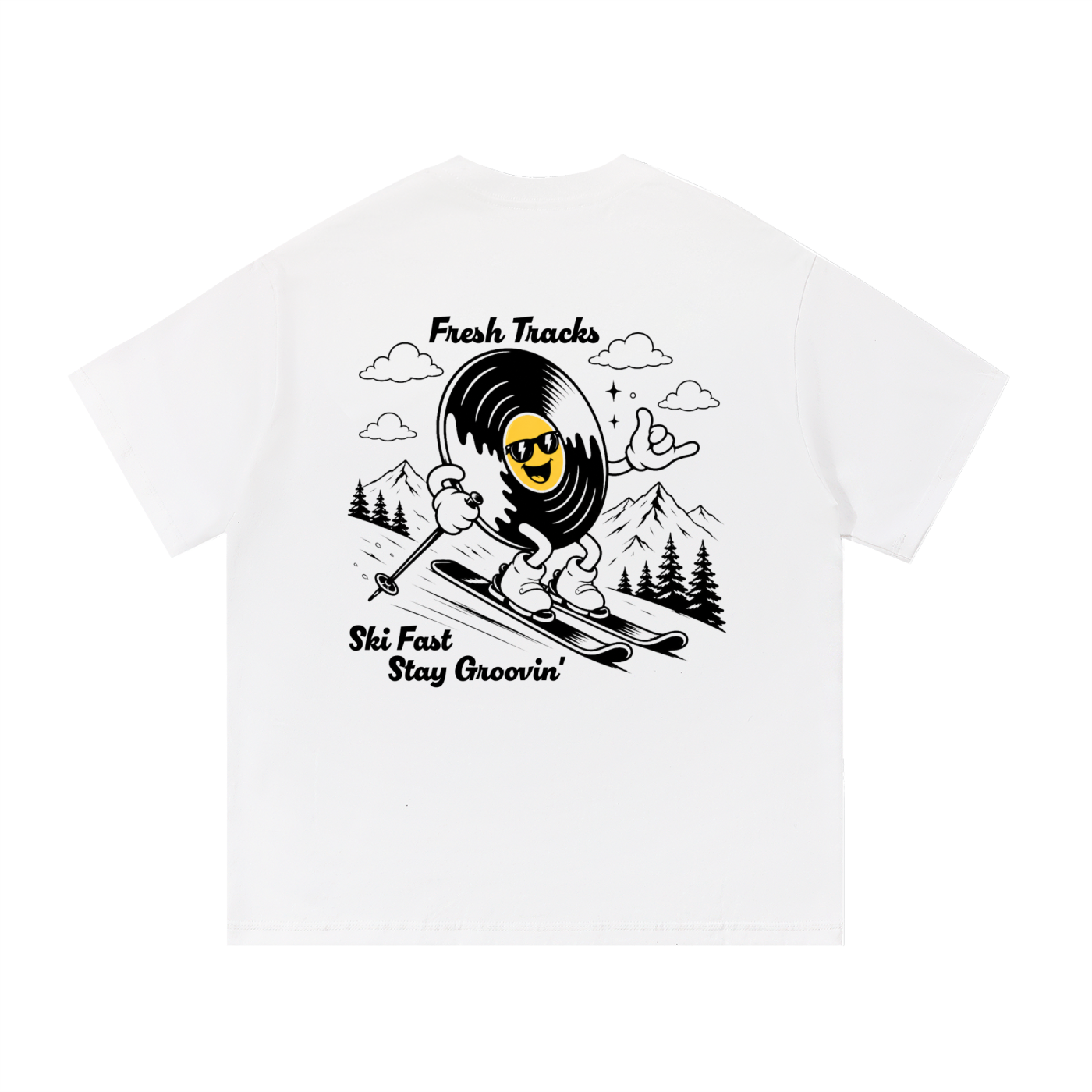 "Fresh Tracks - Ski Fast, Stay Groovin'" T-Shirt