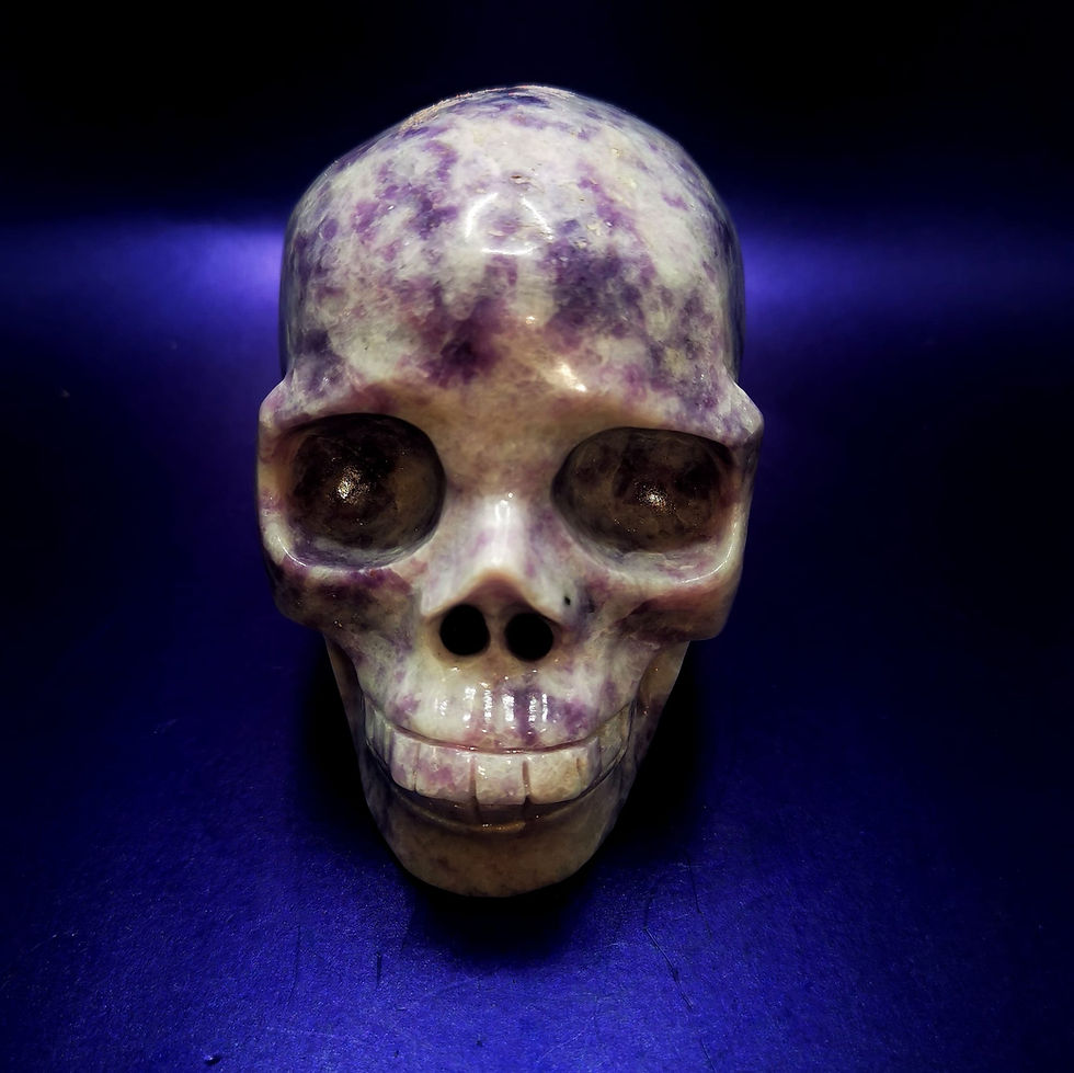 Lepidolite Hand Carved Skull