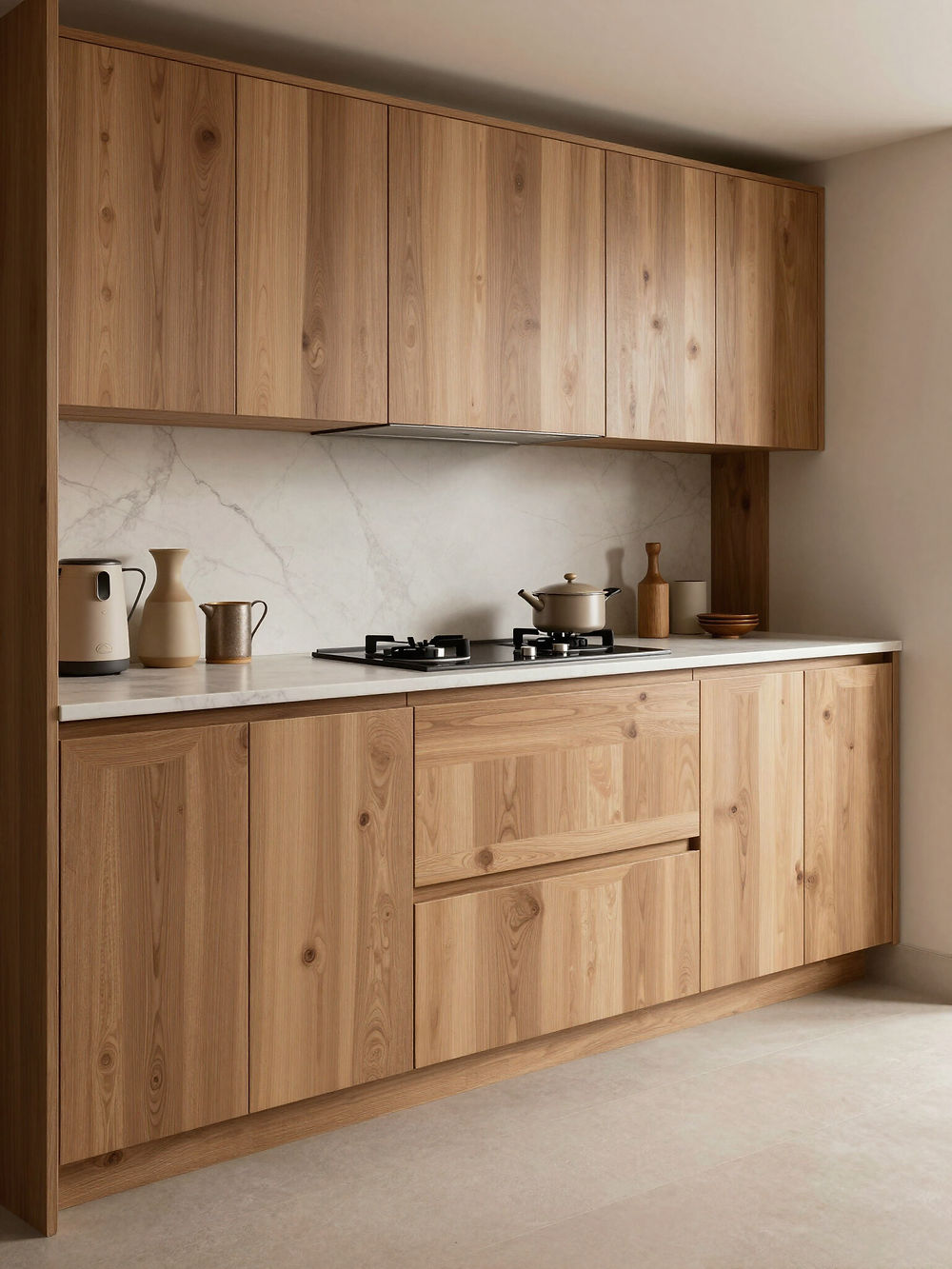 Cuisine moderne avec armoires en bois clair