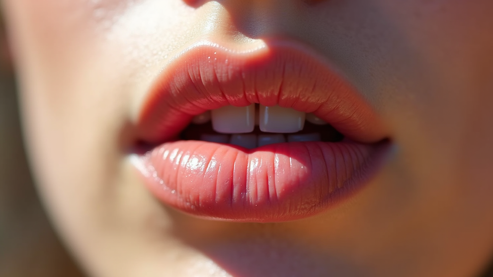 Close-up view of lips with natural rosy tint