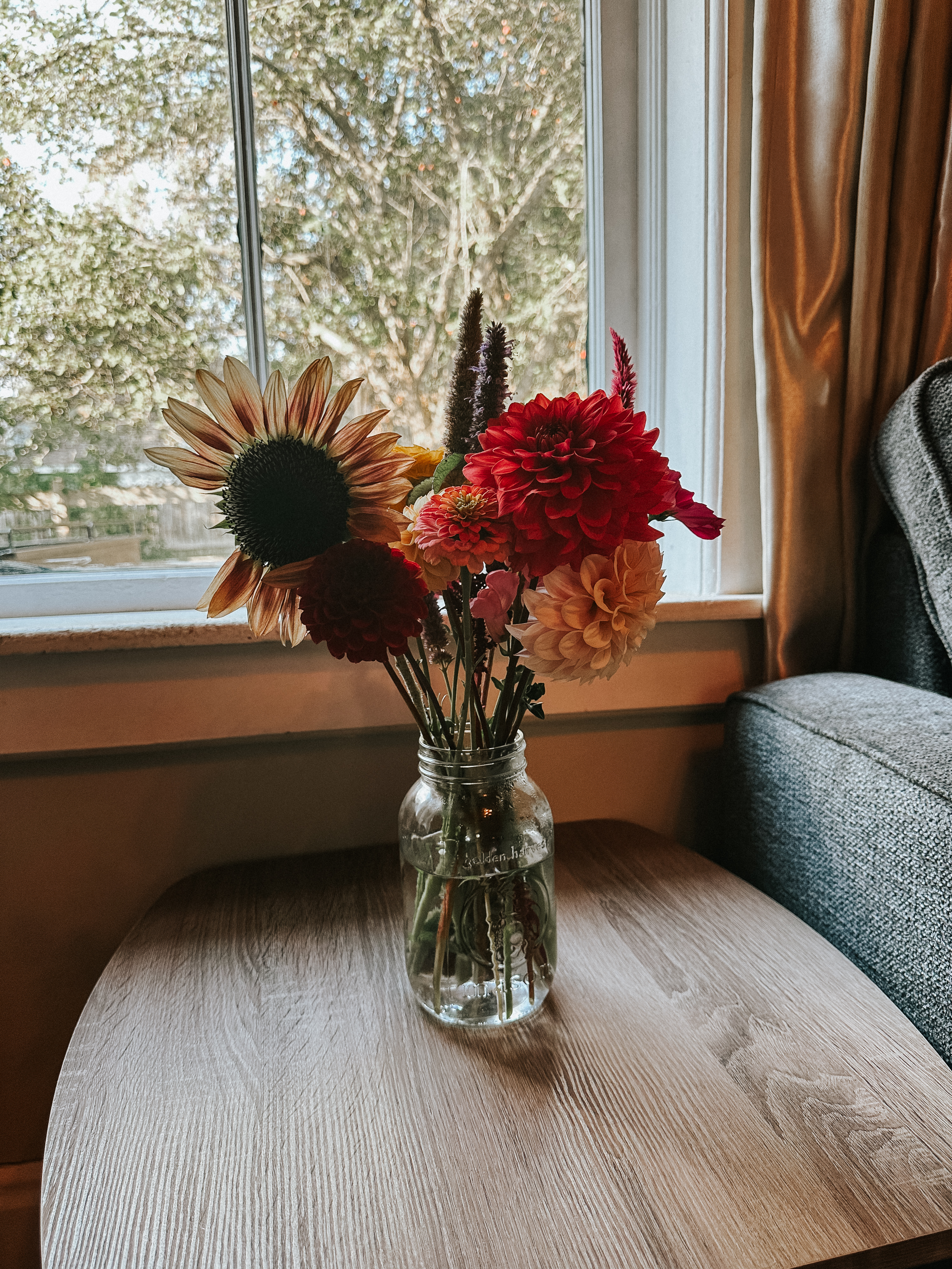 J.C. Hannigan's bouquet of fresh cut flowers displayed at her home.