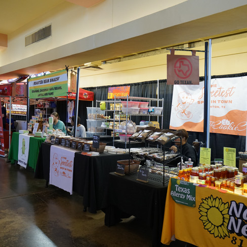 Vendor booths at the Go Texan Pavillon at the Texas State Fair