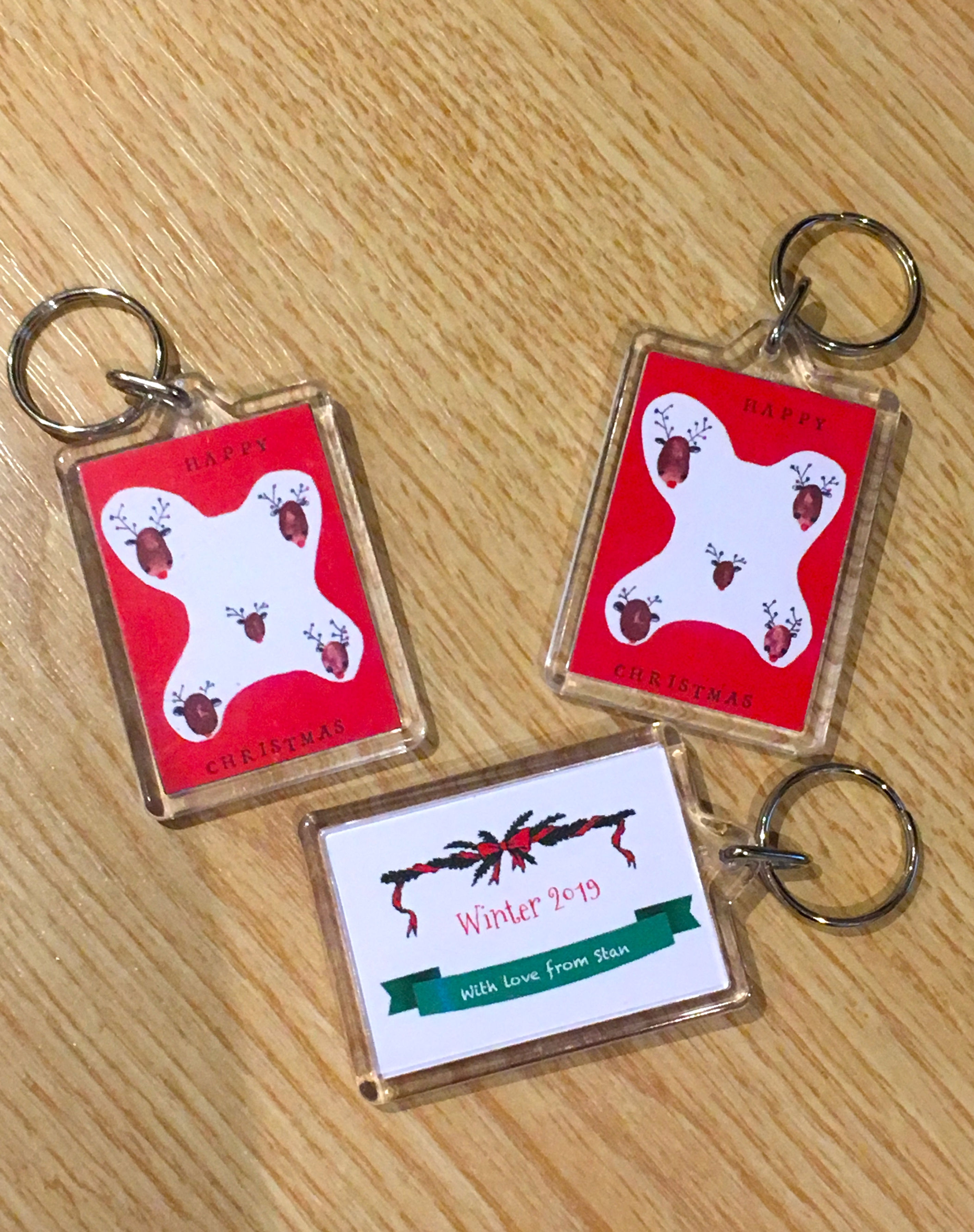 3 x Personalised plastic keyrings