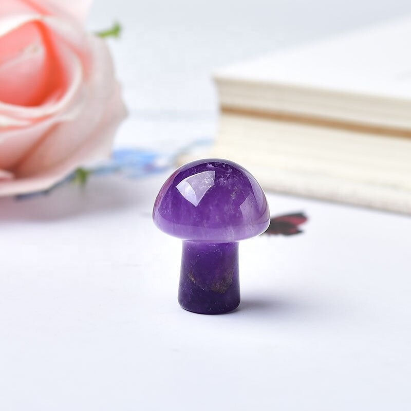Thumbnail: igh Quality Natural 2cm Mini Crystal Carving Mushroom