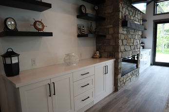 Box Type: Encore (Frameless Cabinetry)
Door Style: Regent
Finish: Simply White
Interiors: Prefinished Maple