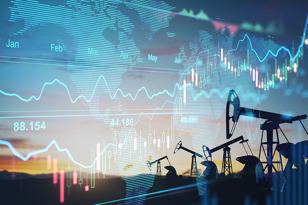 Rise in gasoline prices concept with double exposure of digital screen with financial char