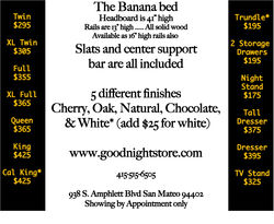 Banana Bed Information