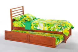 Yazi bed with trundle in Cherry.