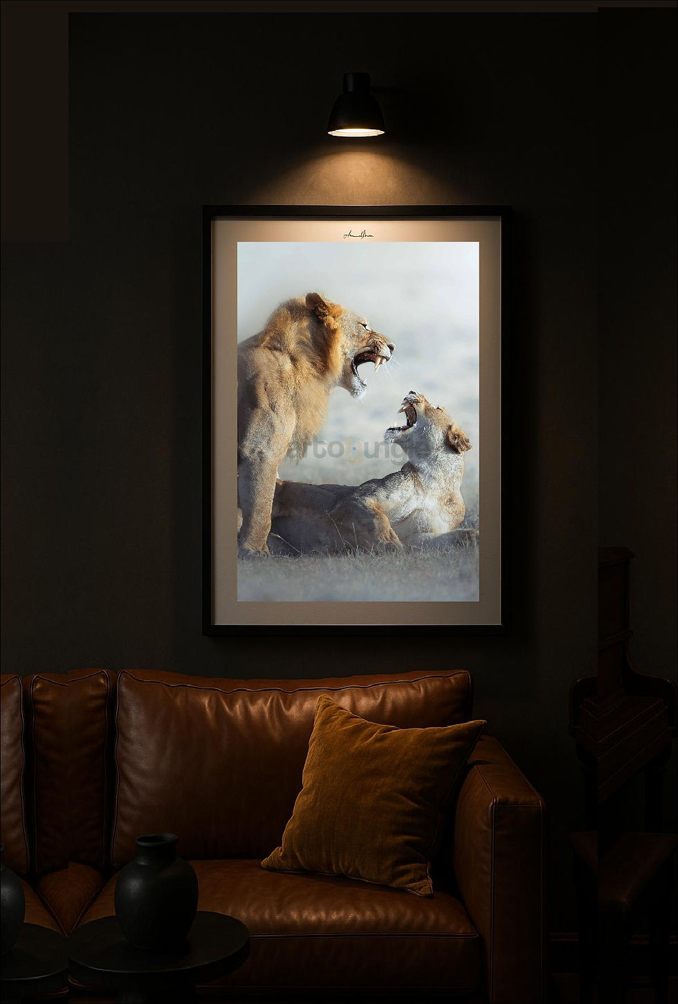 Thumbnail: The Mating Lions by www.artofjungle.com