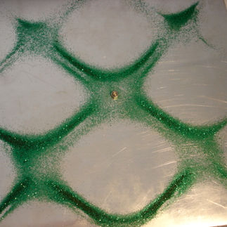 Green glitter patterns created by sine waves