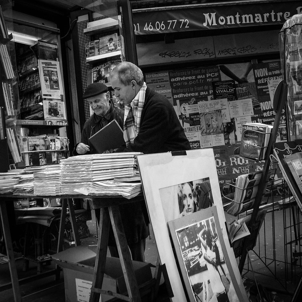 Man buying paintings