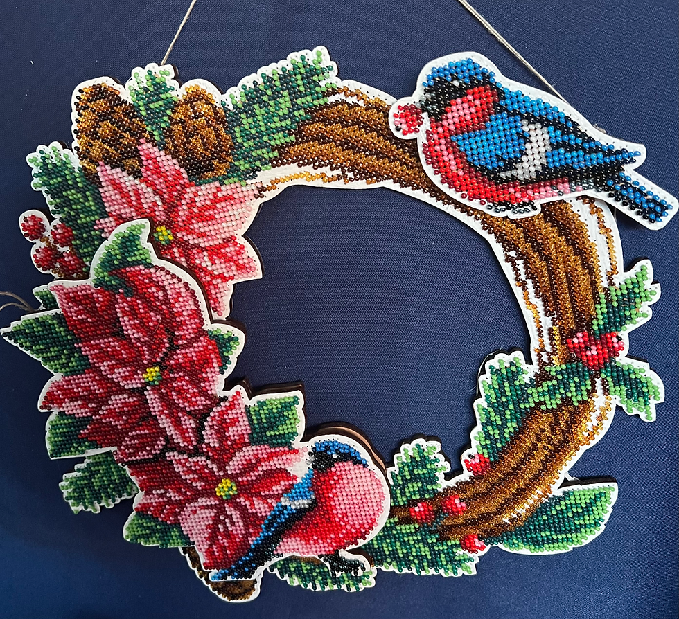 Embroidered Look Decorative Door Wreath