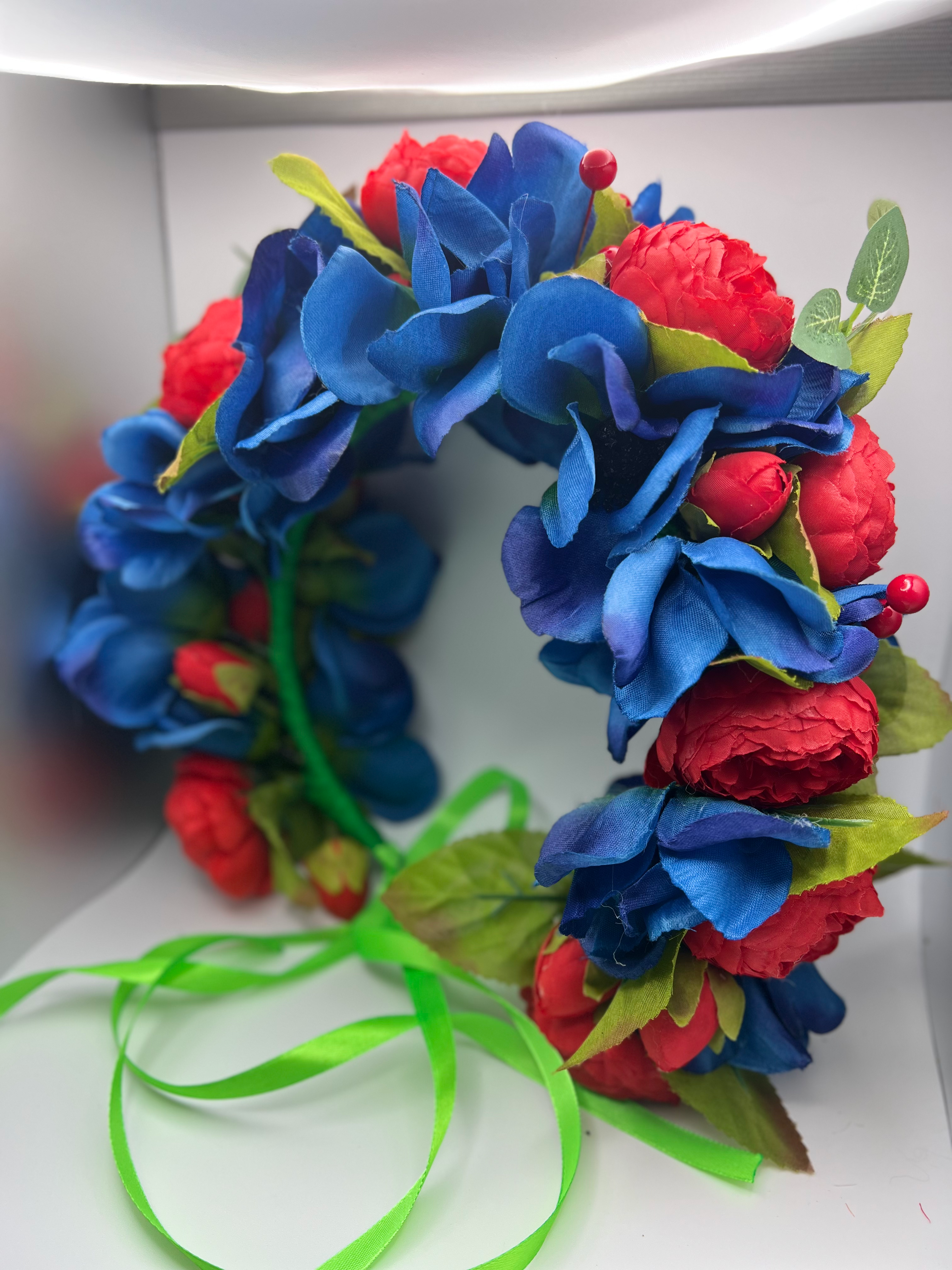 Bold Red & Blue Patriotic Flower Wreath