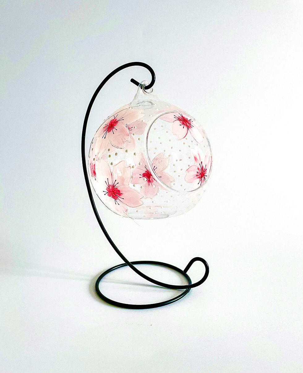 Thumbnail: Beautiful and unique this cherry blossom glass candle holder is the perfect unique home decor accessory for shelf decor, wind