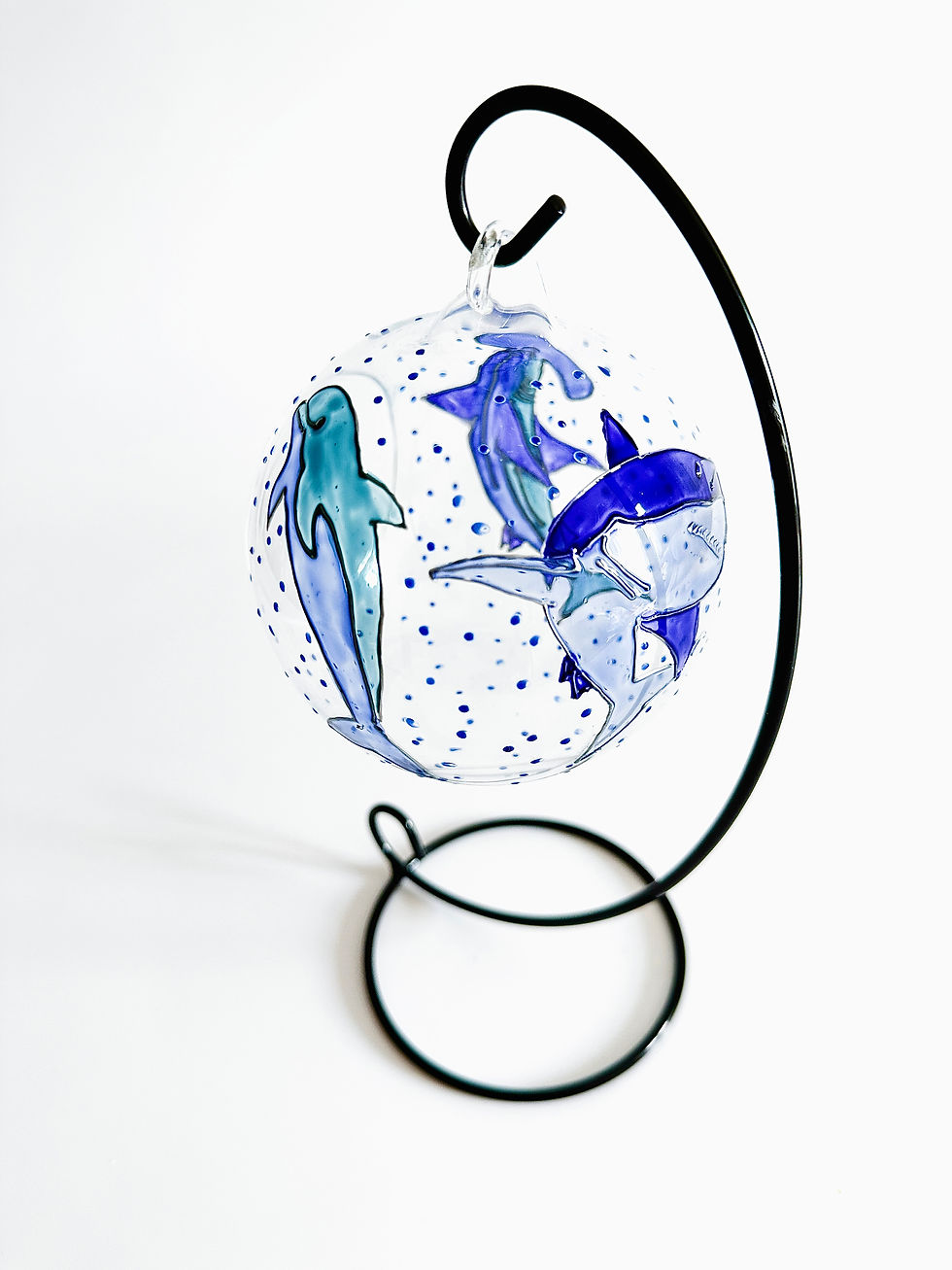 Thumbnail: Sharks and Dolphin Glass Candle Holder,Nautical Coastal Decor
