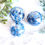 Thumbnail: Blue and Gold Glass Christmas baubles Set of 3, hand Painted