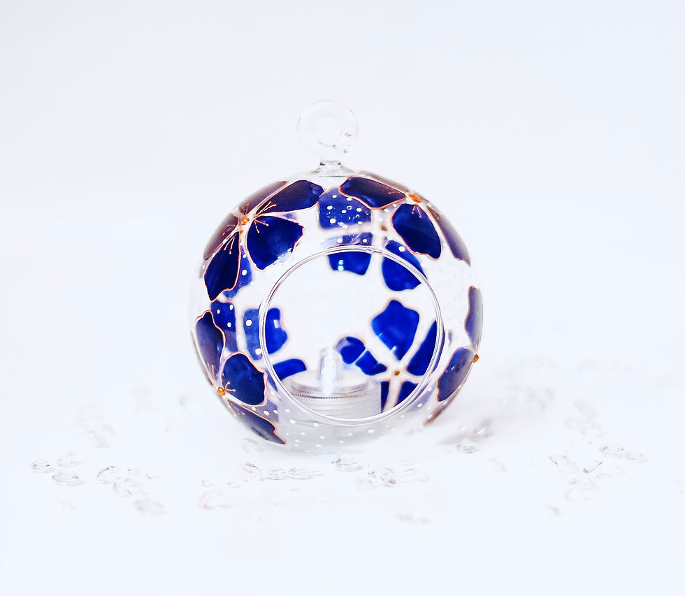 Thumbnail: Royal Blue Flower Glass Candle Holder