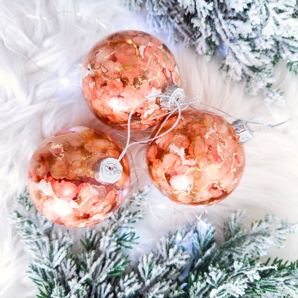 Thumbnail: Orange and Gold Glass Christmas Baubles Set, Hand painted