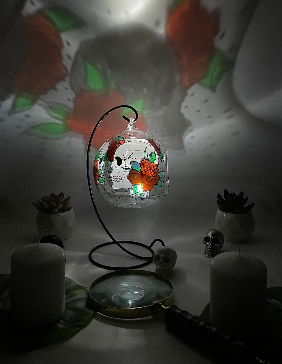 Thumbnail: Skull candle holder, hanging tealight, Gothic home decor