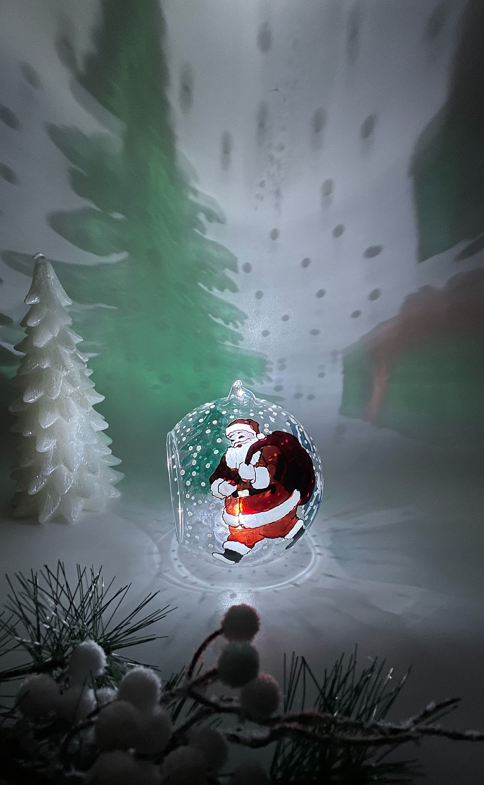 Thumbnail: Santa Glass Candle Holder, Christmas Decorative Tealight Holder