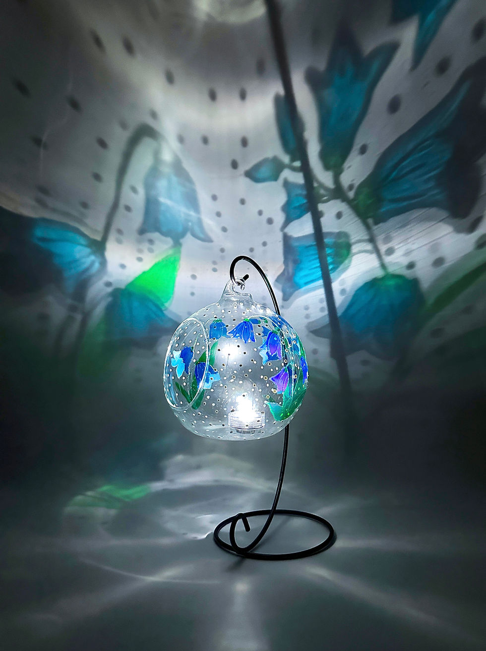 Thumbnail: Make your home bright and cheerful with this beautiful bluebell glass candle holder . Inspired by nature  the soft light and