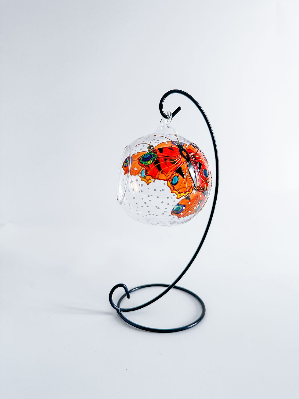 Thumbnail: Peacock Butterfly Hand Painted Glass Candle Holder