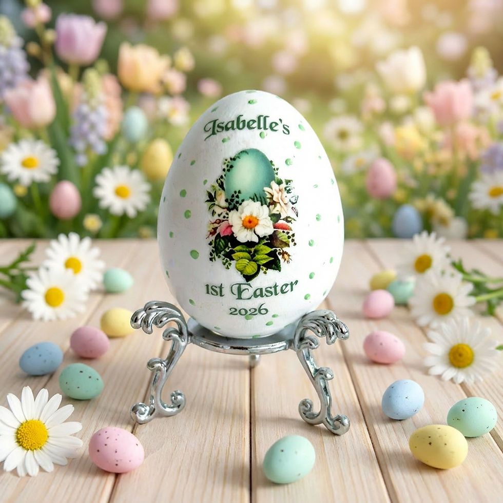 Thumbnail: Personalised Easter Egg Keepsake Ornament – Baby’s First Easter Custom Name