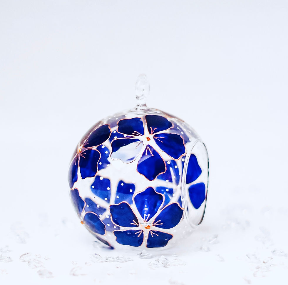 Thumbnail: Royal Blue Flower Glass Candle Holder