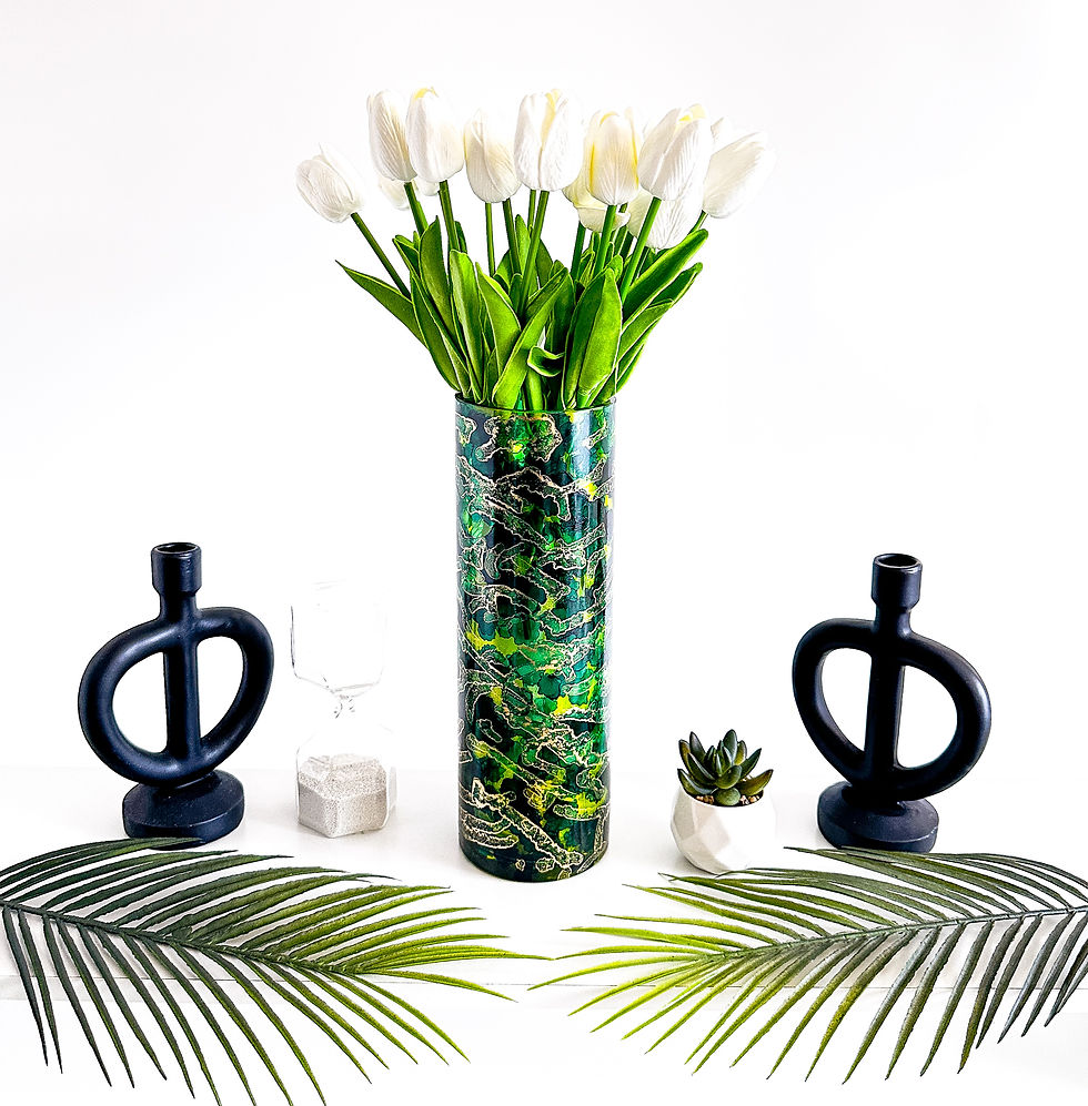 Thumbnail: Tall Emerald Green Glass Vase for Flowers is Handmade and Unique