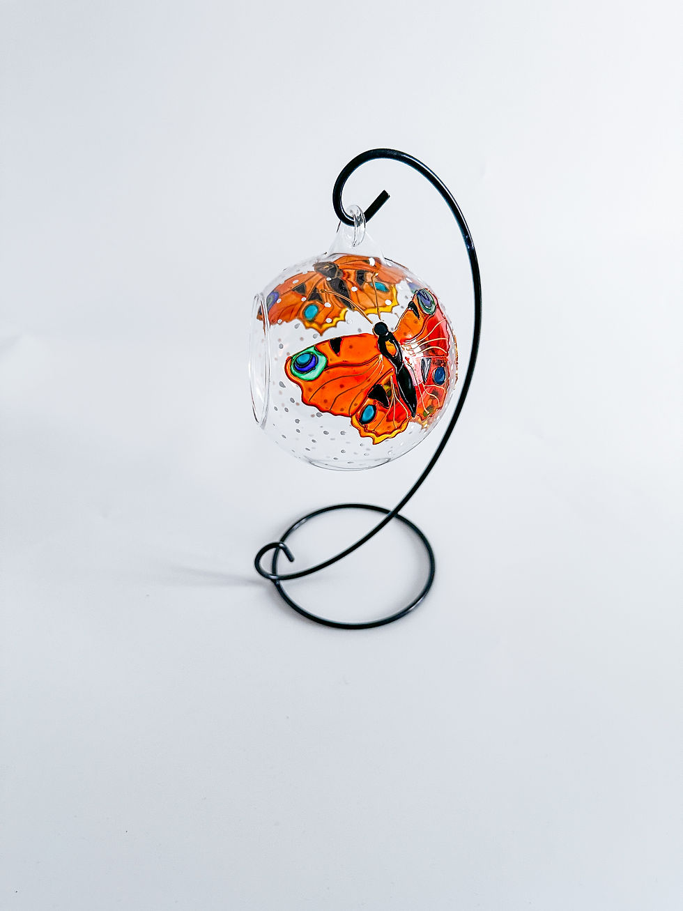 Thumbnail: Peacock Butterfly Hand Painted Glass Candle Holder