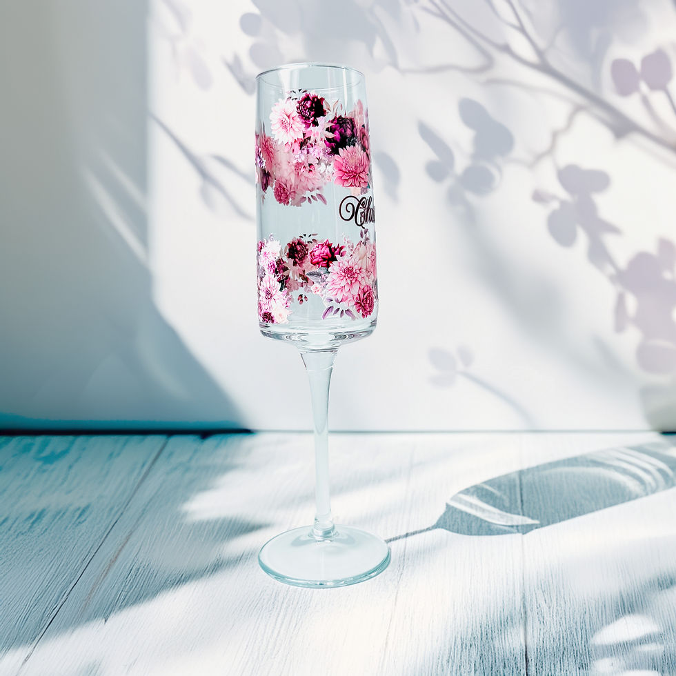 Thumbnail: Personalised Bridesmaid Prosecco Glass, Floral Wedding Glass Gift
