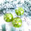 Thumbnail: Lime Green & Gold Hand Painted Glass Tree Baubles in shades of green with gold accents