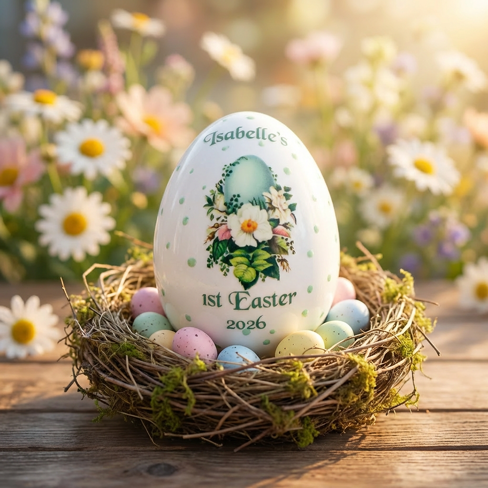 Thumbnail: Personalised Easter Egg Keepsake Ornament – Baby’s First Easter Custom Name
