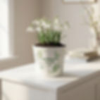 a white plant pot with daisy flowers pattern and a personalised printed message