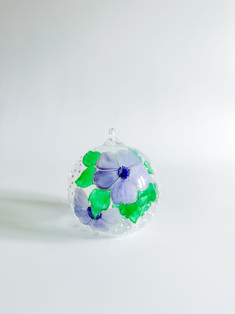 Thumbnail: This blue anemone flower glass candle holder is hand painted in stain glass style to allow the flickering light from candle