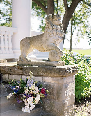 Antique Lions on the Maison Albion Front Porch