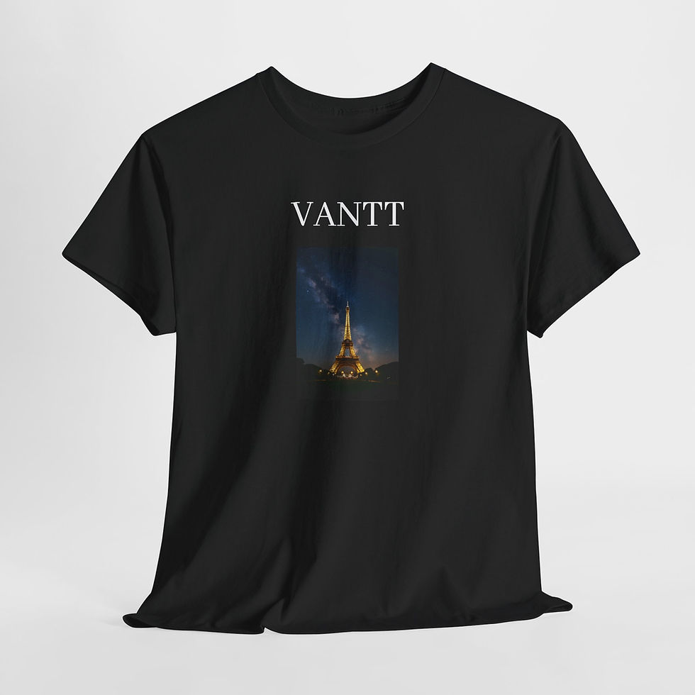 Thumbnail: VANTT Eiffel Tower Night Photo Tee — Paris Skyline Graphic T-Shirt