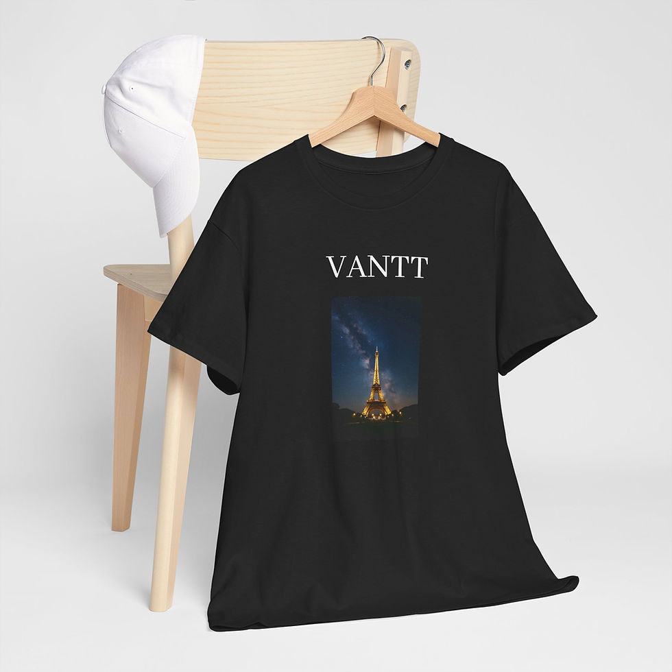 Thumbnail: VANTT Eiffel Tower Night Photo Tee — Paris Skyline Graphic T-Shirt