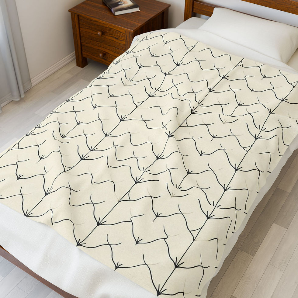 Thumbnail: Vantt Velveteen Plush Blanket — Neutral Moroccan Tile Pattern