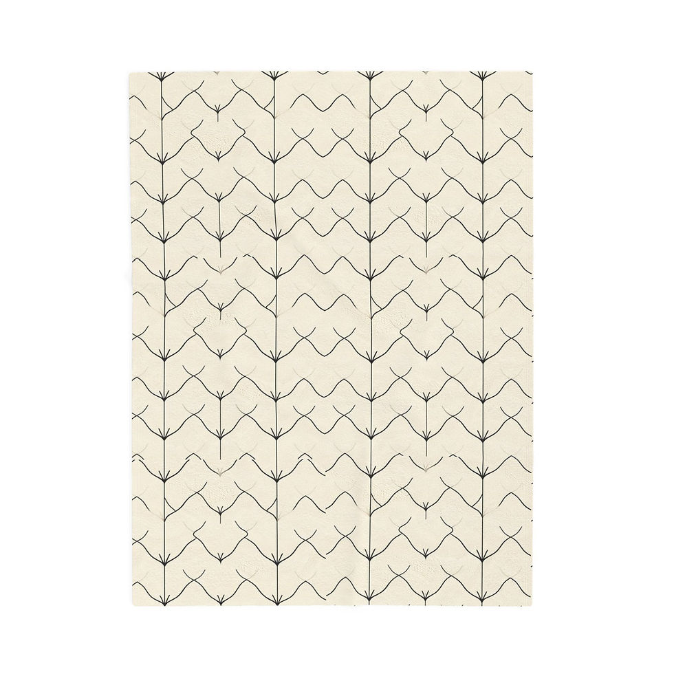 Thumbnail: Vantt Velveteen Plush Blanket — Neutral Moroccan Tile Pattern